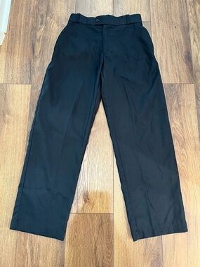 Women’s Navy Uniform Flat Front Pants Size 10 Stretch Polyester Elastic Waist